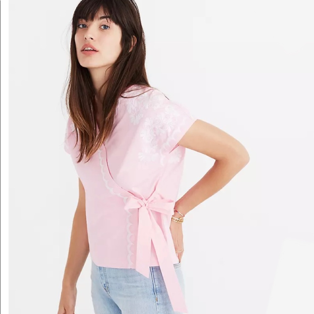 Madewell Pink Wrap Top